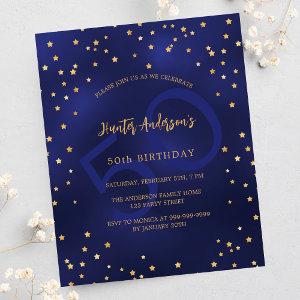 Birthday navy blue stars number budget  flyer