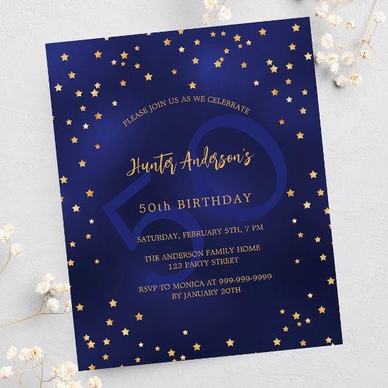 Birthday navy blue stars number budget  flyer