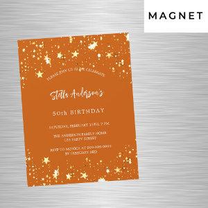 Birthday orange gold stars modern luxury magnetic