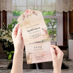 Birthday pampas grass blush rose pink florals RSVP All In One