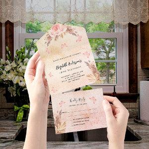 Birthday pampas rose gold butteflies florals RSVP All In One