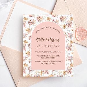 Birthday pampas rose gold flower budget