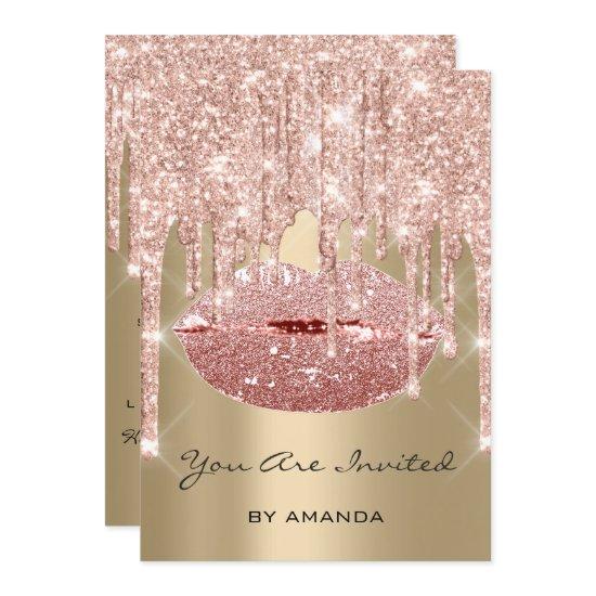 Birthday Party 16th Kiss Lips Rose Glitter Sepia