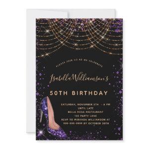 Birthday party black purple gold glitter dust