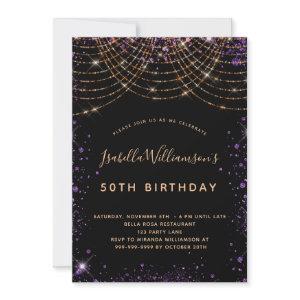 Birthday party black purple gold glitter dust