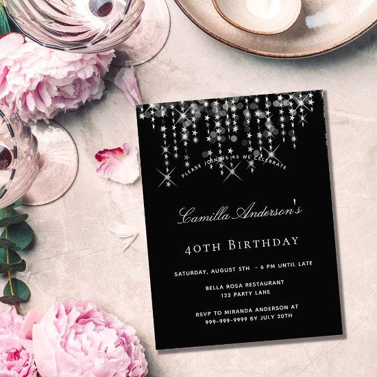 Birthday party black silver star budget