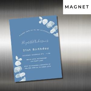 Birthday party dusty blue eucalyptus luxury magnetic