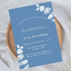 Birthday party dusty blue white eucalyptus  postcard