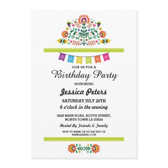 Birthday Party Floral Fiesta Mexican Invite 21 40
