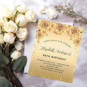 Birthday party gold roses floral