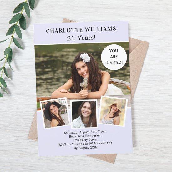 Birthday party lavender photo collage luxury
