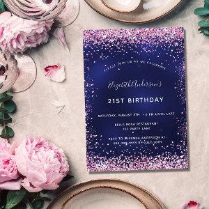 Birthday party navy blue pink glamorous