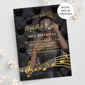 Birthday party photo gold music notes