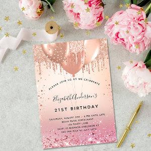 Birthday party pink rose gold balloons