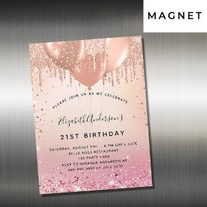 Birthday party pink rose gold  magnet