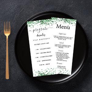 Birthday Party Program Menu green white