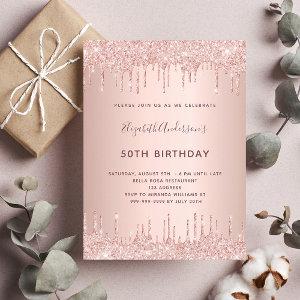 Birthday party rose gold blush glitter drips