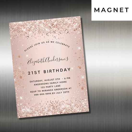 Birthday party rose gold blush glitter luxury magnetic