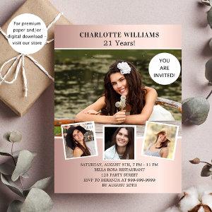 Birthday party rose gold photo budget  flyer