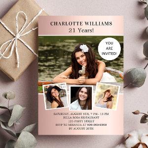 Birthday party rose gold photo collage luxury
