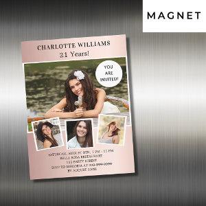 Birthday party rose gold photo collage luxury magnetic