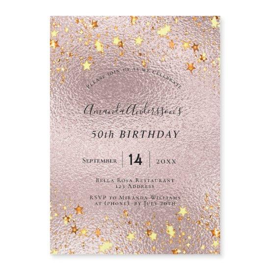 Birthday party rose gold pink stars modern