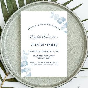 Birthday party white dusty blue eucalyptus  postcard