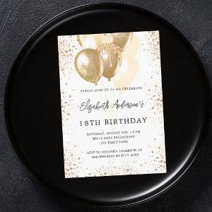 Birthday party white gold glitter balloons