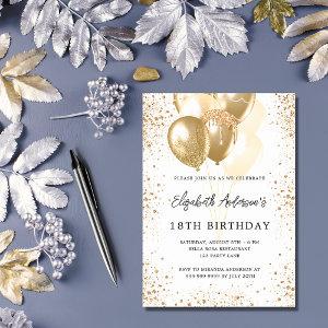 Birthday party white gold glitter balloons luxury
