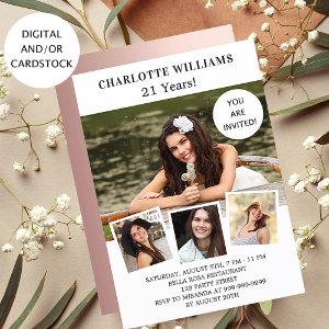 Birthday party white rose gold photo collage