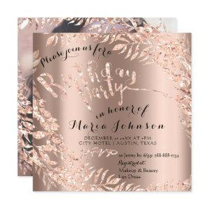 Birthday Photo Floral Framed Rose Gold Royal