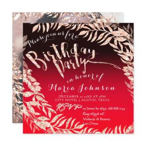 Birthday Photo Framed Rose Gold Red Ombre Royal