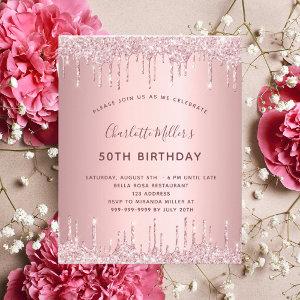 Birthday pink glitter dusty rose budget  flyer