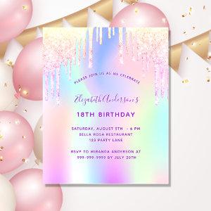 Birthday pink purple holographic budget  flyer