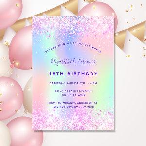 Birthday pink purple holographic
