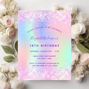 Birthday pink purple holographic  postcard