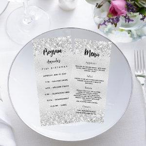 Birthday Progam Menu silver confetti