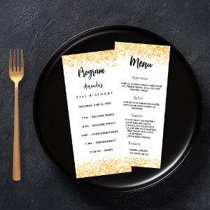 Birthday Progam Menu white gold confetti