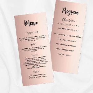 Birthday Program Menu rose gold elegant