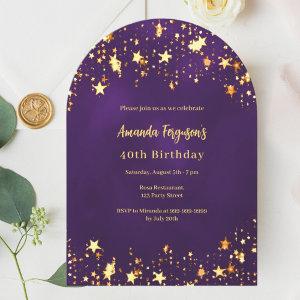 Birthday purple gold stars arch