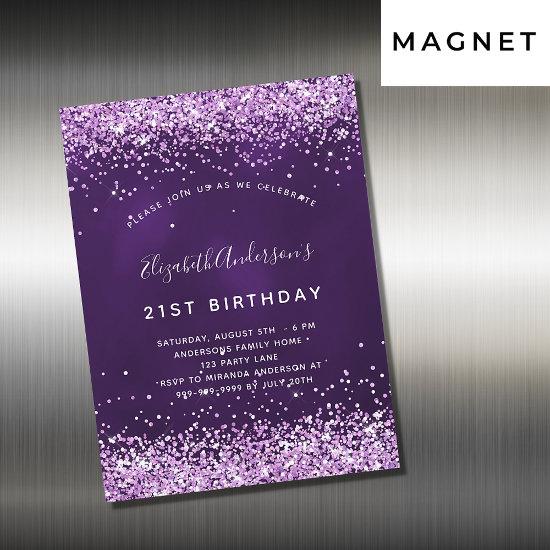 Birthday purple pink glitter luxury magnetic