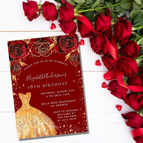 Birthday red gold glitter dress glamorous