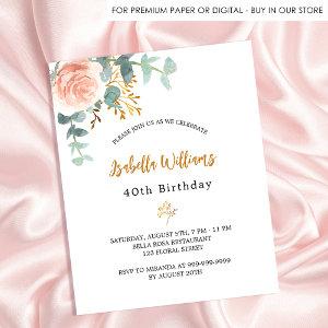 Birthday rose floral eucalyptus budget  flyer