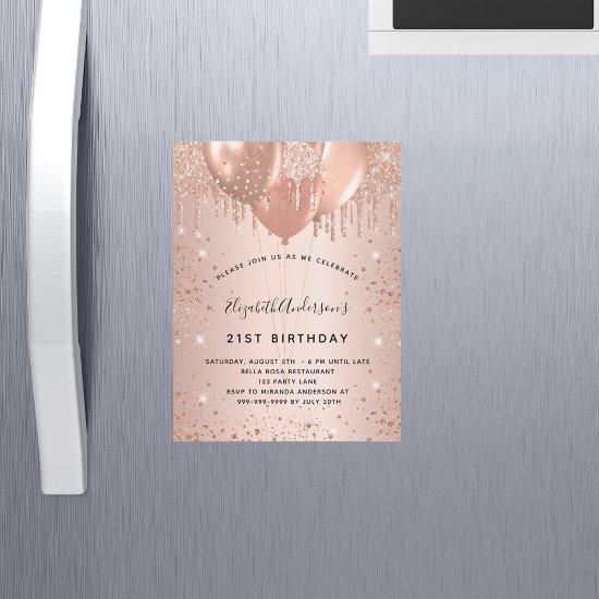 Birthday rose gold balloons magnet