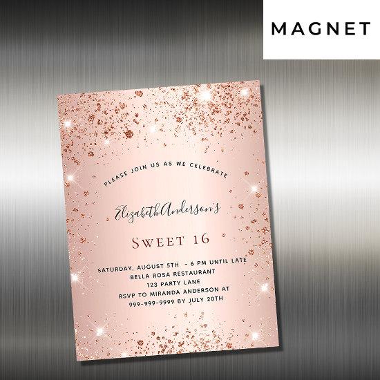 Birthday rose gold blush glitter  magnet