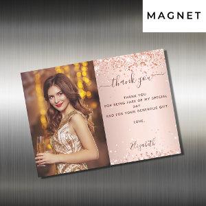 Birthday rose gold blush photo thank you magnet