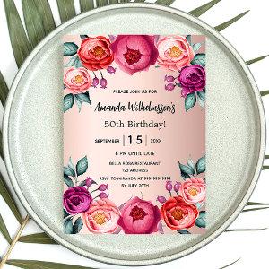 Birthday rose gold blush pink purple floral luxury