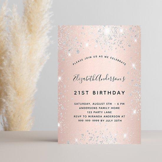 Birthday rose gold blush silver glitter luxury