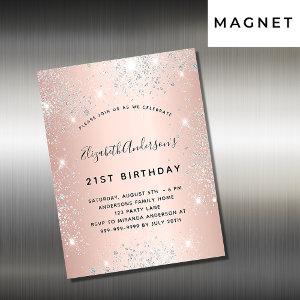 Birthday rose gold blush silver  magnet
