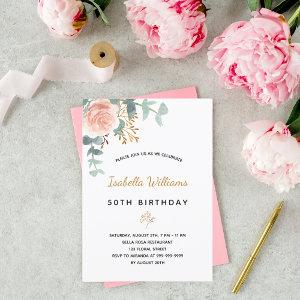 Birthday rose gold eucalyptus greenery floral